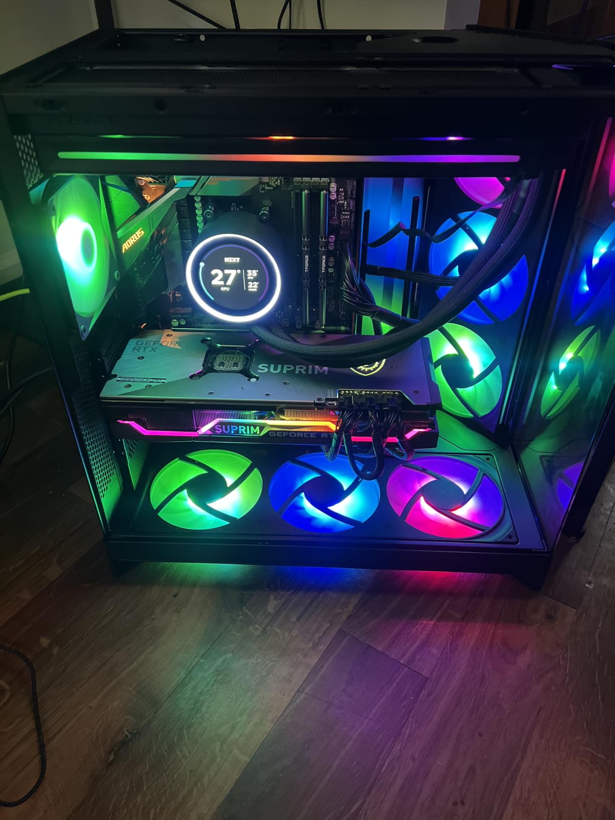 NZXT H9 Flow RGB+ - Dual-Chamber ATX PC Case - Black | Flagship dual-chamber case with 7 RGB fans and NZXT Control Hub pre-installed. Fully synced RGB from day one via CAM customer photo 1