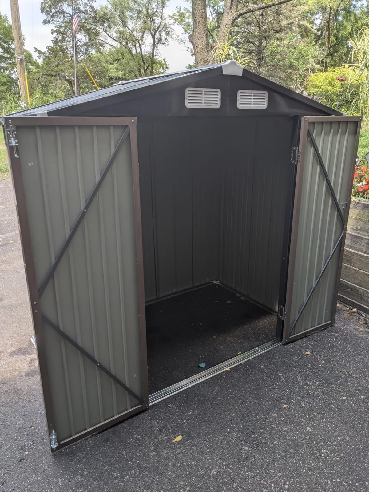 Aoxun 6.2x4 FT Shed Outdoor Storage Shed, Brown | Metal Shed with Lockable Doors & Sloping Roof Garden Tool Shed for Backyard, Patio, Poolside customer photo 1