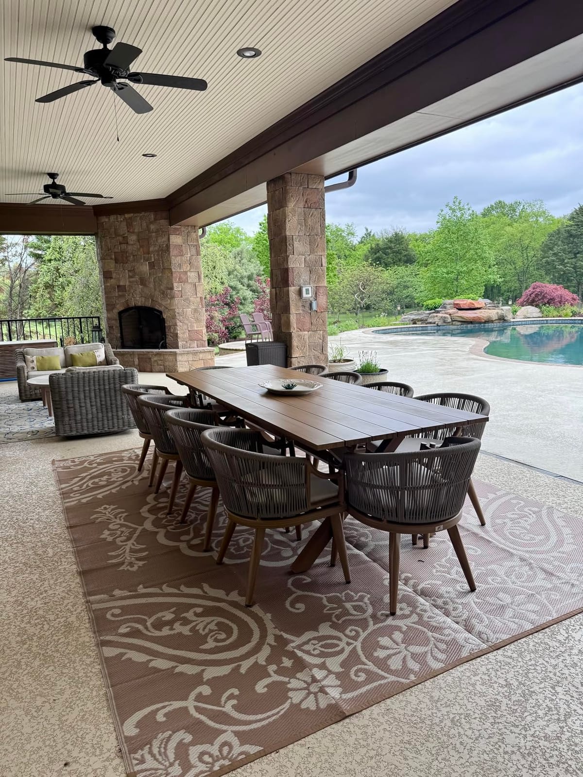 PURPLE LEAF Outdoor Dining Set for 8 Aluminum Table Set w/Cushions, Teak, Thick cushions for comfort, Ergonomic armrests ease up & down, Aluminum built to last, Easy assembly, Wicker adds elegance customer photo 2