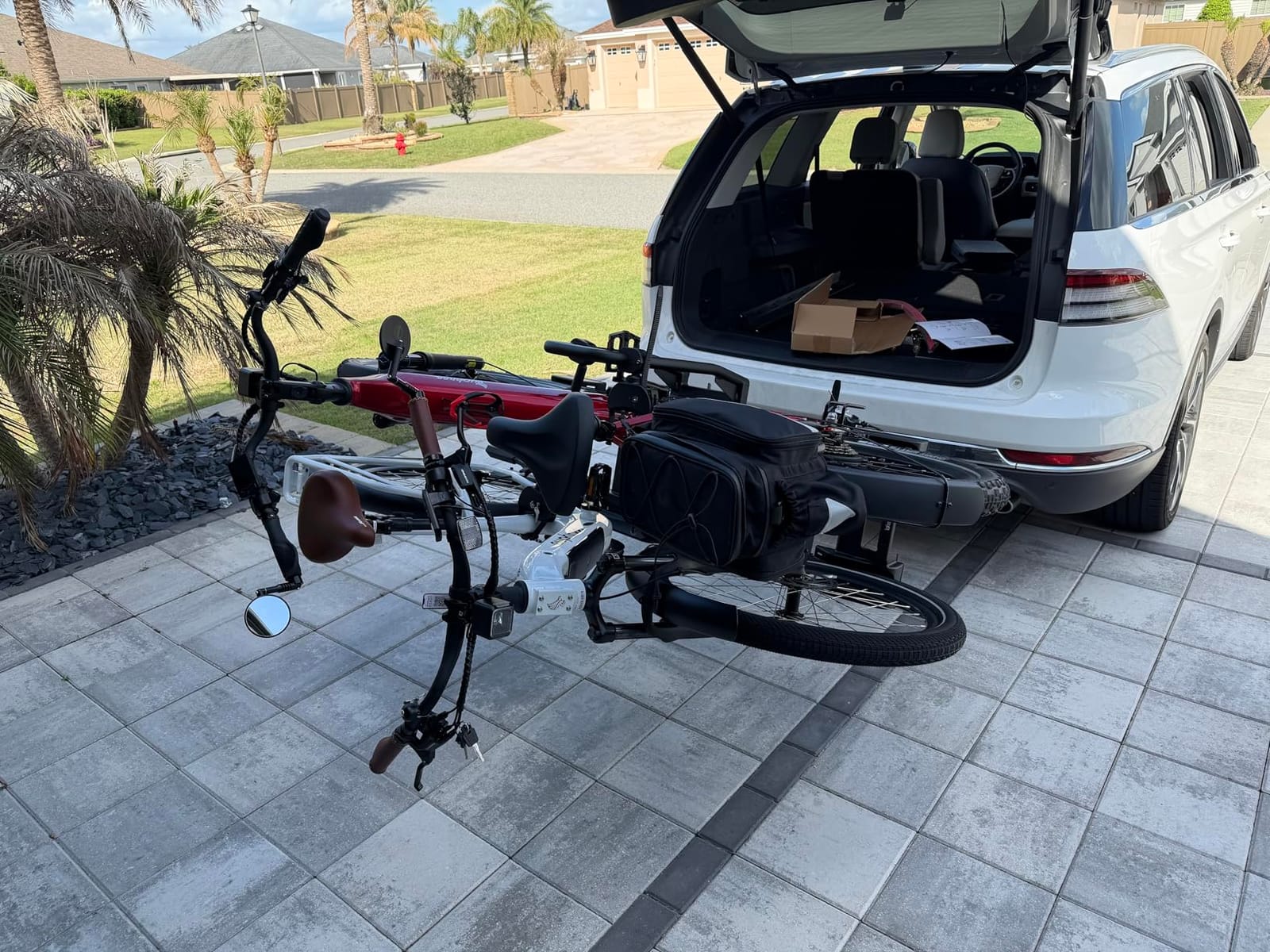 Eco Pro Upgraded 200lbs EBike Rack with Ramp for 2 E-Bikes, Hitch EBike Rack for Cars SUVs Trucks, Foldable Tilting Bike Rack Platform for Tow Hitch 2