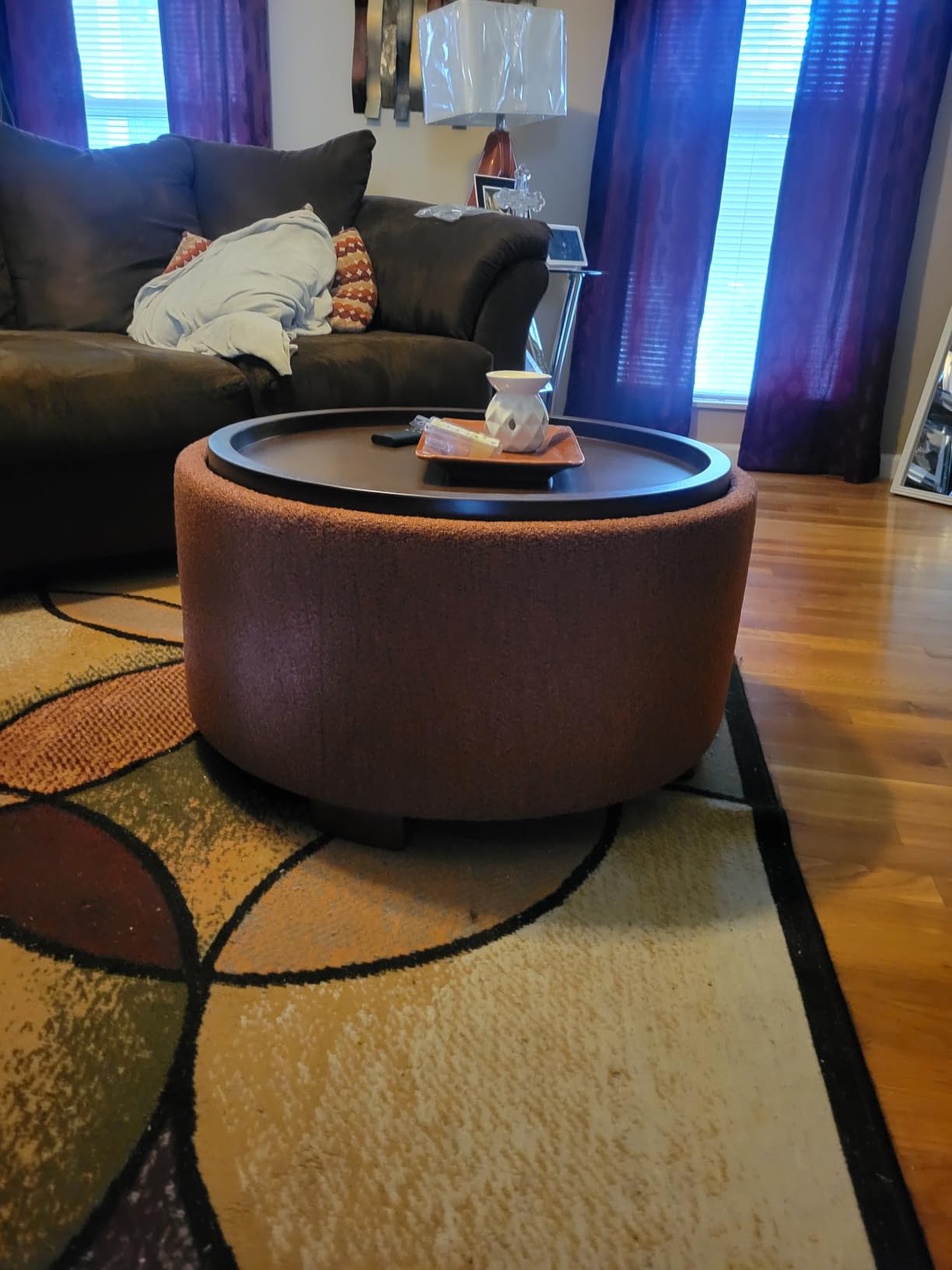 Zihanhome 30 Inch Round Storage Ottoman, Ottoman Coffee Table with Lift Off Lid, Boucle Modern Ottomans with Storage for Living Room, Bedroom, Apartments (Beige) customer photo 1