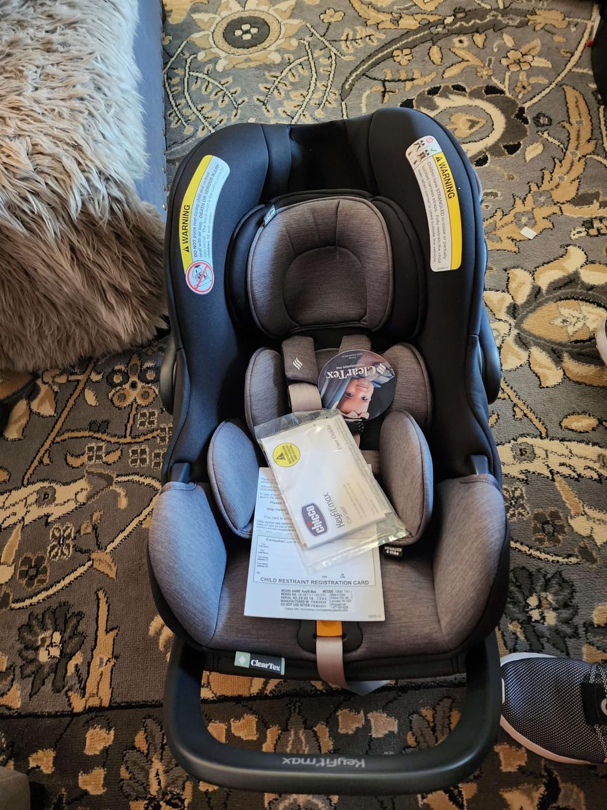 Chicco KeyFit Max ClearTex Infant Car Seat and Base, Rear-Facing, 4-30 lbs | Lupine/Purple, flame retardant-free ClearTex, GREENGUARD Gold, stroller-compatible infant car seat, baby travel item customer photo 2