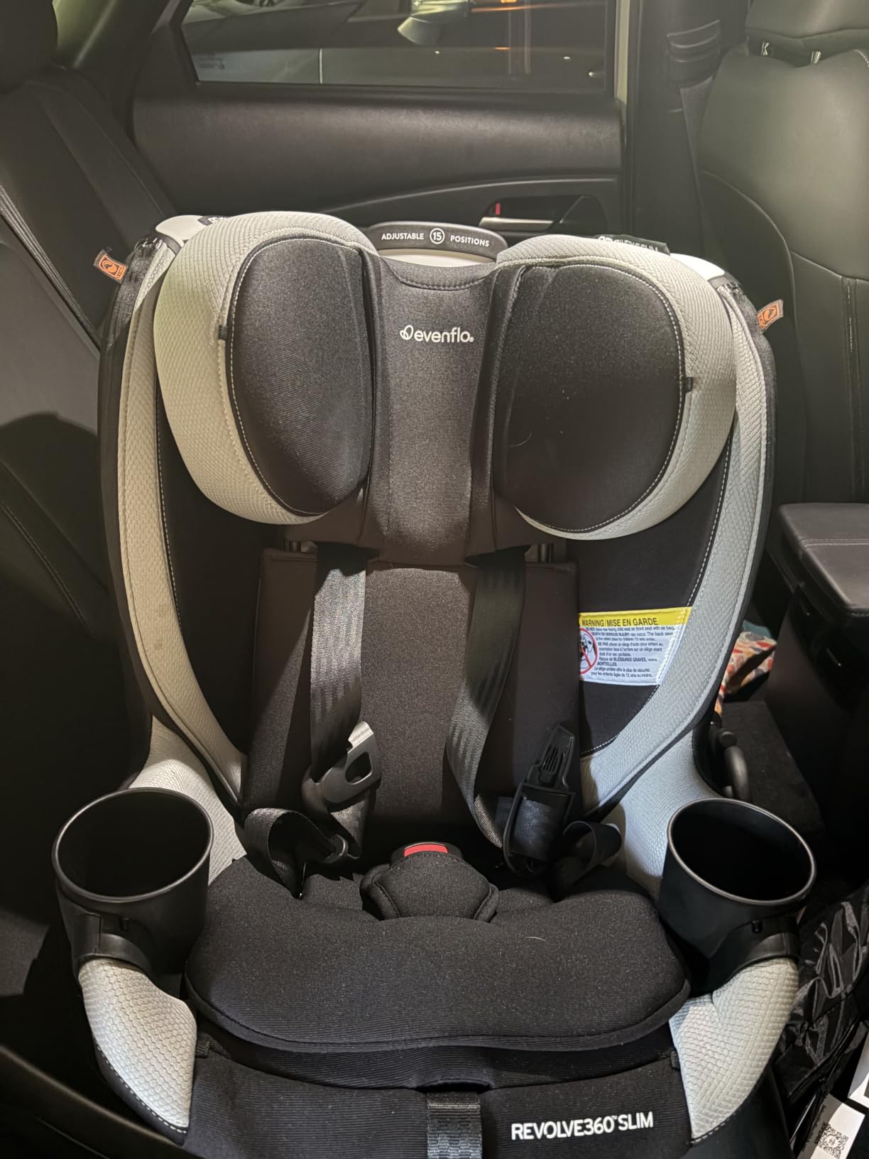 Evenflo Revolve360 Slim 2-in-1 Rotating Car Seat | with Quick Clean Cover, Rear-Facing and Forward-Facing Modes, Infant-6 Years, 4-65 lbs (Salem Black) customer photo 2