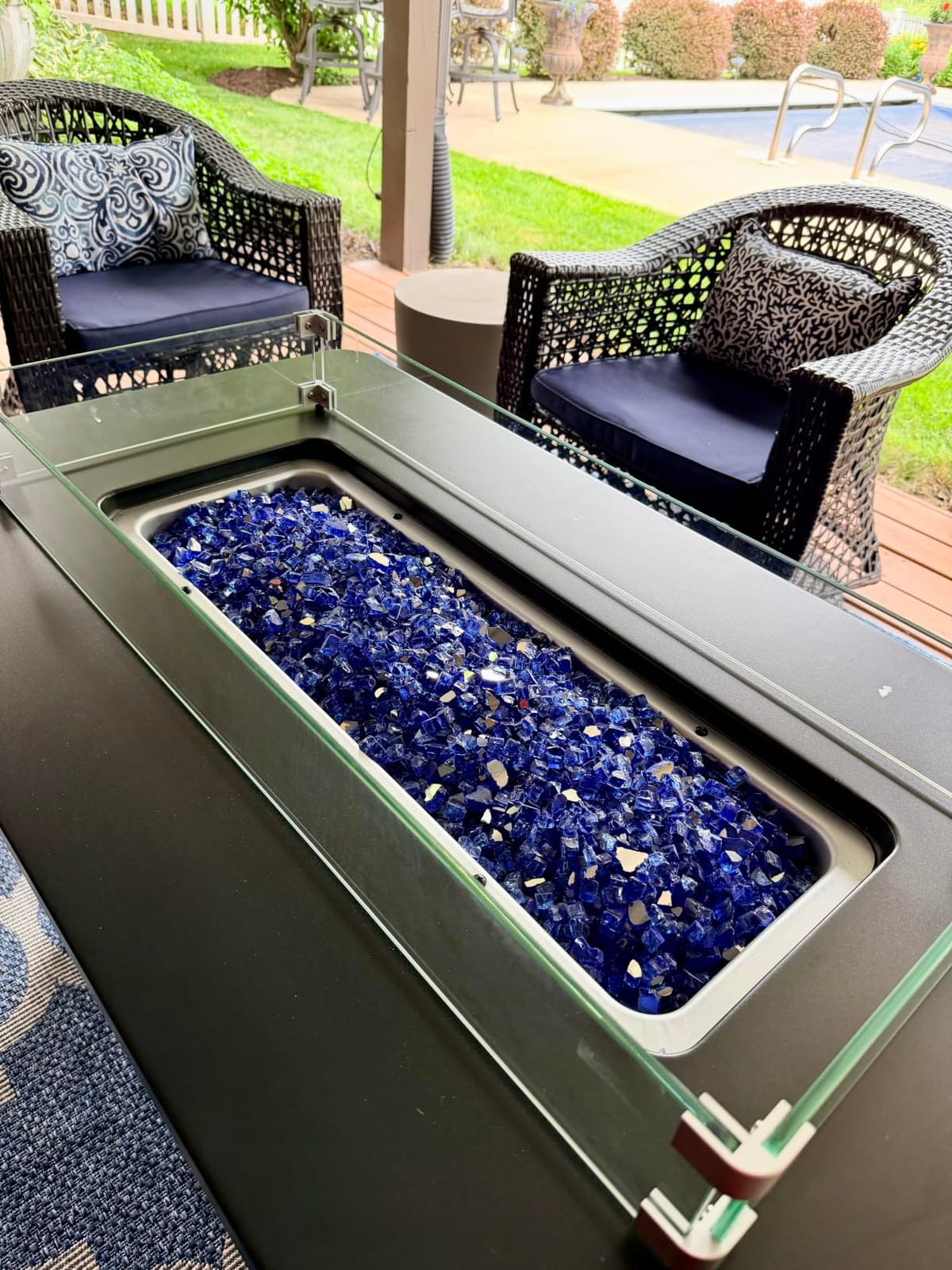 Ciays 43-Inch Rectangular Propane Fire Pit with 60,000 BTU Output, Fire Pit Table Premium Gas for Outside Patio with 304 Stainless Steel H-Burner, Glass Stones, and Wind Guard, Black customer photo 1