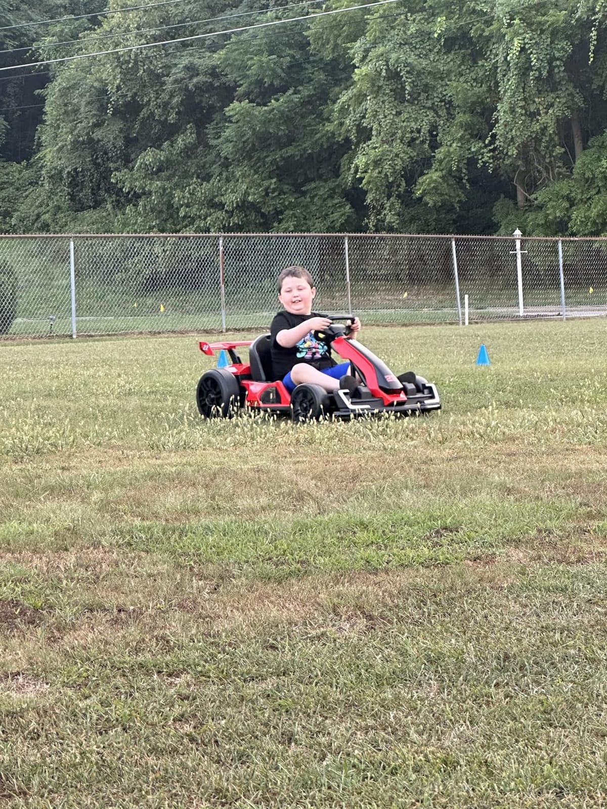 KerryYoo K61 Go Kart Electric Drift Kart with Length Adjustable Seat, 24V Outdoor Ride on Toy with 4 Speed Mode, Crazy Kart for Kids 6-12 Years Old, 300W Motor, 8.5 MPH, Bluetooth - Blue customer photo 2