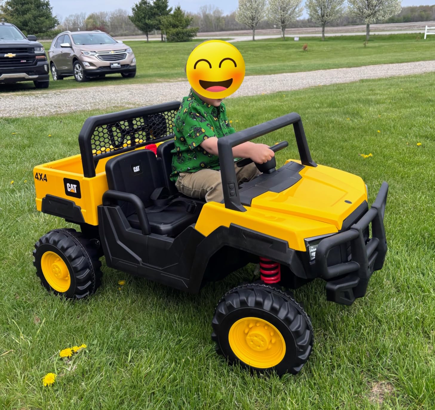 ANPABO Licensed Caterpillar 24V Ride On Toys with Dump Bed and Shovel | 2 Seater Ride On Dump Truck, Remote Control, 4x100W Motors, Up to 5mph, Rear Shock Absorbers, Bluetooth, Gift for Kids 3-6 customer photo 2