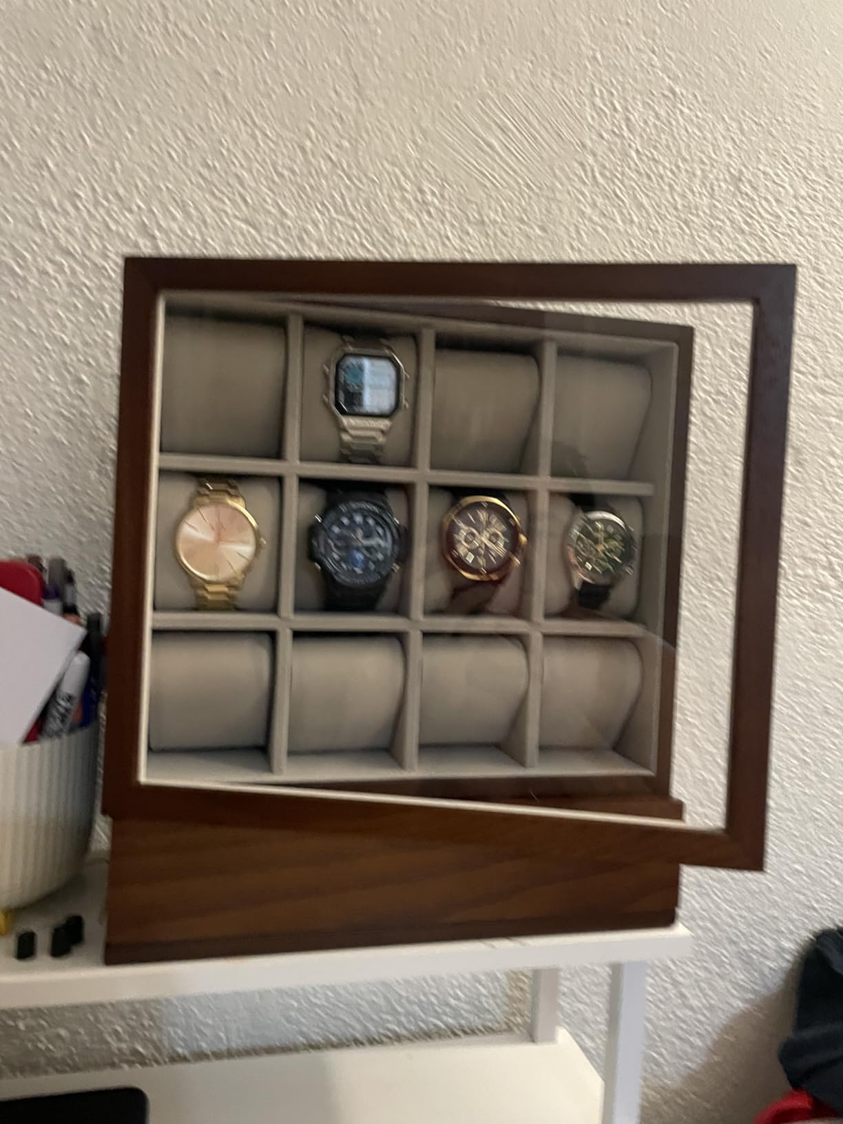 SONGMICS Automatic Double Watch Winder Box, Quiet Motor, LED Light, Lock | For Automatic Watches, Adjustable Pillow, 4 Winding Settings, USB-C Charging Cable, Black, BRIDIE Collection UJWB031BZ01S customer photo 1