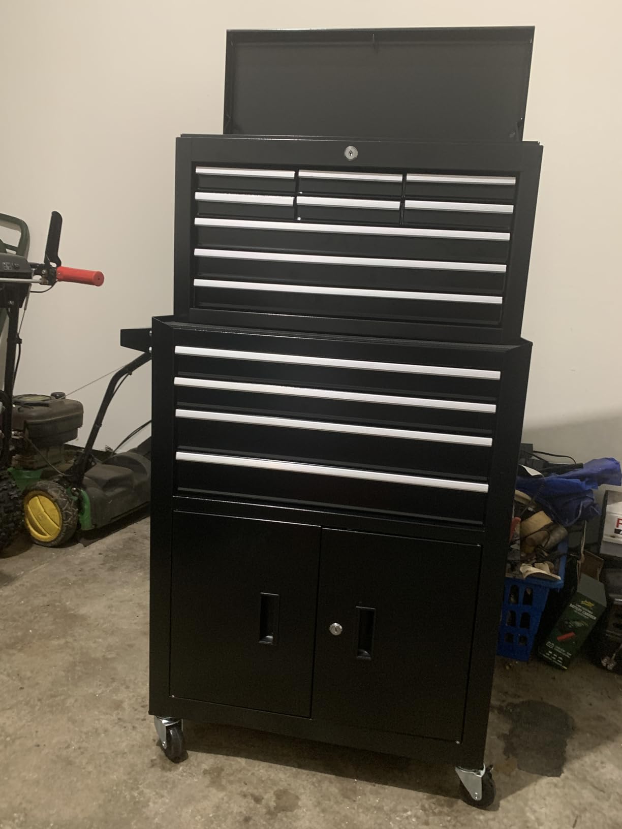 13-Drawer Double Door Rolling Tool Chest, 2 in 1 Detachable Tool Chest, Tool Box with Drawers and Wheels, Large Tool Cabinet with Lock, Metal Standing Toolbox for Garage Workshop-Black customer photo 2