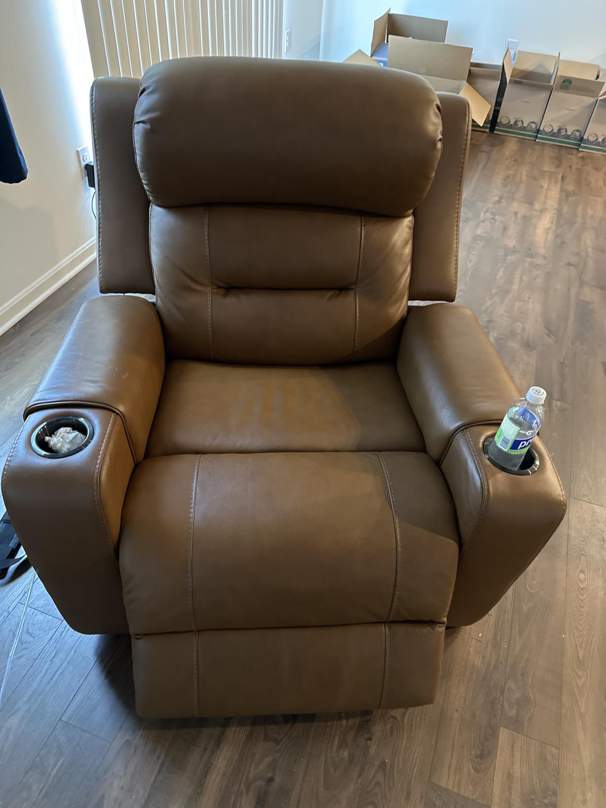 Watson & Whitely Genuine Leather Lay Flat Power Recliner Chair, Saddle customer photo 1