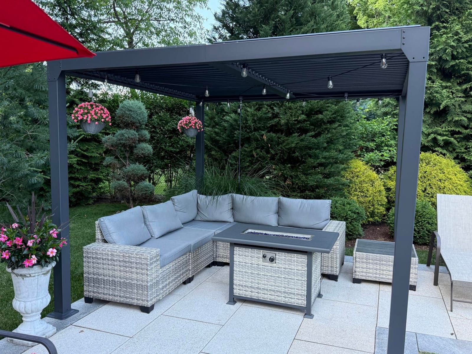 Outdoor Patio Furniture Set PE Wicker Rattan Outdoor Sectional Sofa | Patio Conversation Set with Rocking Swivel Chair, Chunky Arms Coffee Table & Thickened Cushions for Porch 9PCS, Navy Blue customer photo 1