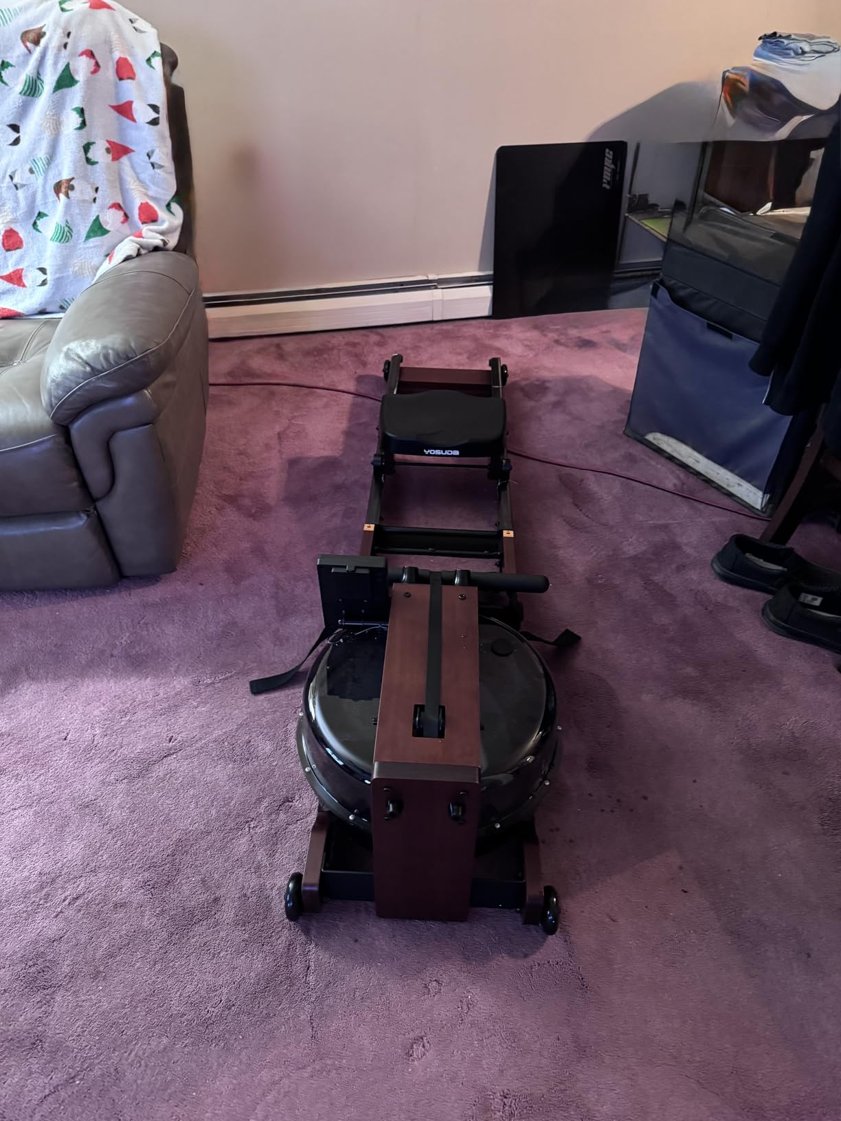 YOSUDA Water Rowing Machines for Home Use - Wooden Foldable Immersive Water Rower Machine 400LBS Weight Capacity with Dedicated Monitor & Bluetooth APP, Large Tank, Comfortable Seat customer photo 1