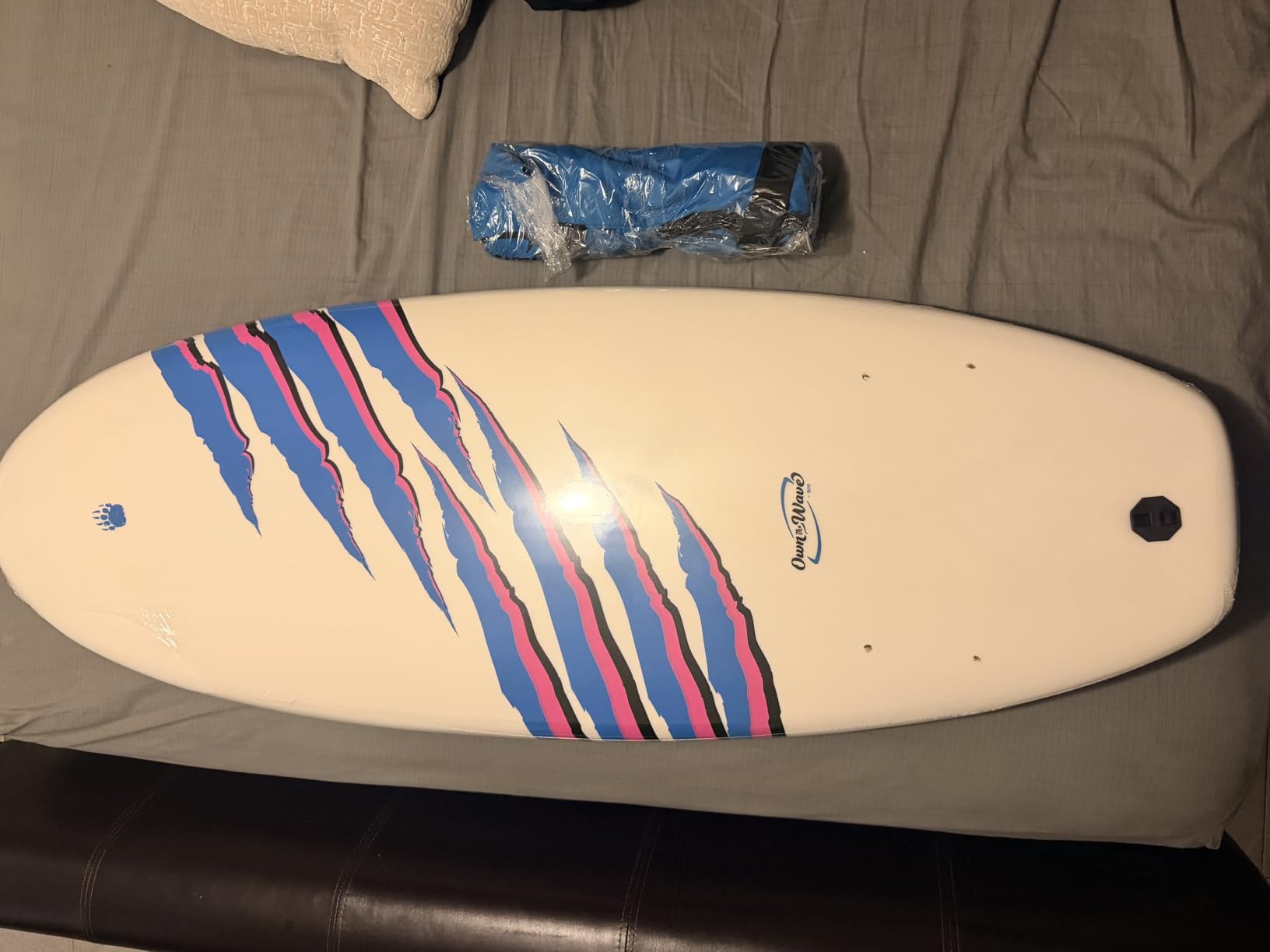 Own the Wave by BPS 'Claw Strike' (5'6 and 4'3 ft) Beginner Foam Surfboard Set with Carry Bag Made from Recycled Plastics - Soft Top Board for Kids Teens - Includes Fins and Leash customer photo 2