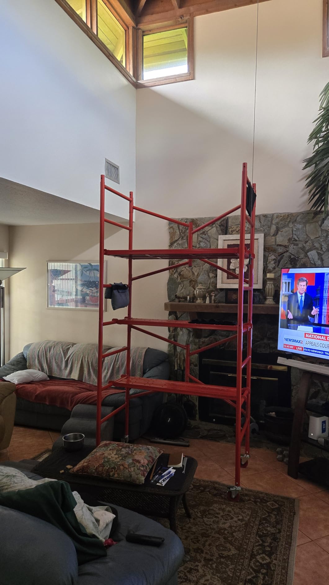 LEADALLWAY Portable Rolling Scaffolding 4 Foot Mobile Baker Scaffolding | 770 LBS Capacity, Locking Wheels, Tool Bag, Scaffolding Platform customer photo 2