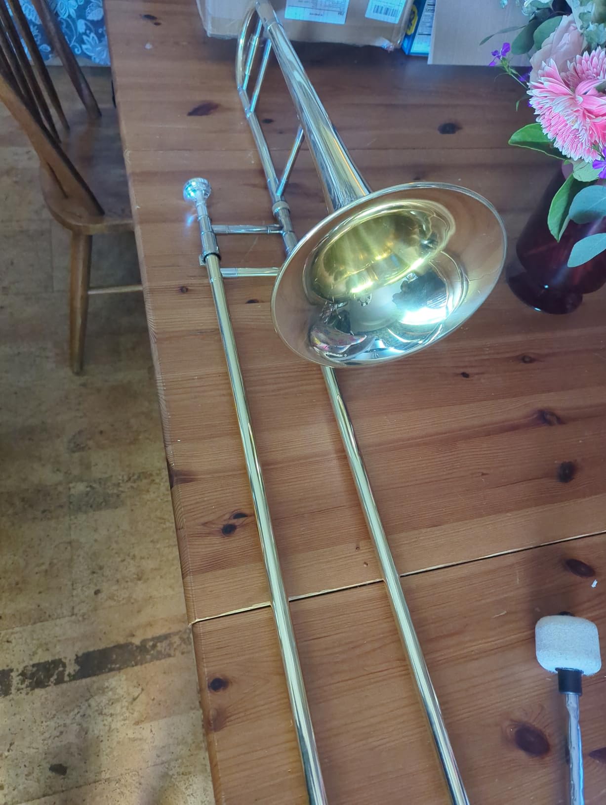 AKLOT Classic Bb Alto Trombone: Entry-Level B Flat Brass Instruments with Hand-Hammered Bell, Anti-Tarnish Gold Lacquer Finish, Ideal for Beginner, Includes Hard Case, Mouthpiece, Gloves, Cloth customer photo 2