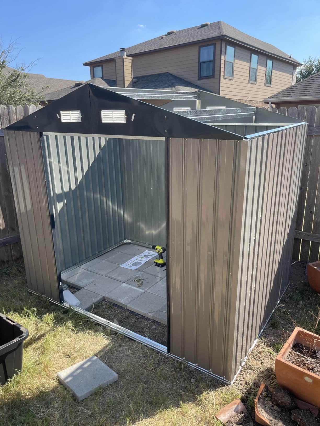Aoxun 7.3'x5.3' Shed with Floor Galvanized Steel Outdoor Storage Shed Brown | Metal Garden Shed with Double Doors, Moisture-Proof Floor & Ventilation, Sloped Roof for Garden, Patio, Backyard customer photo 1