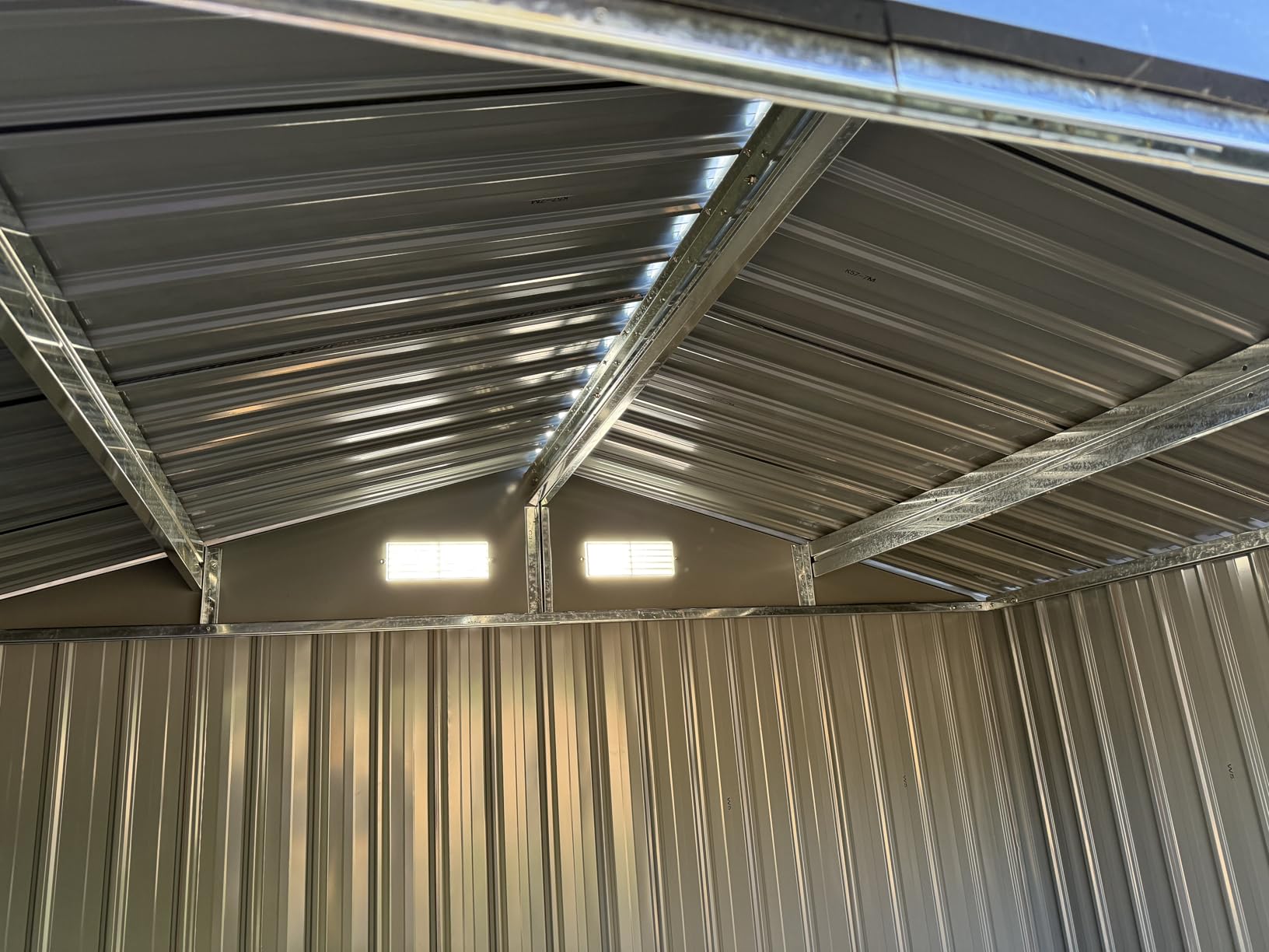 Aoxun 7.3'x5.3' Shed with Floor Galvanized Steel Outdoor Storage Shed Brown | Metal Garden Shed with Double Doors, Moisture-Proof Floor & Ventilation, Sloped Roof for Garden, Patio, Backyard customer photo 2