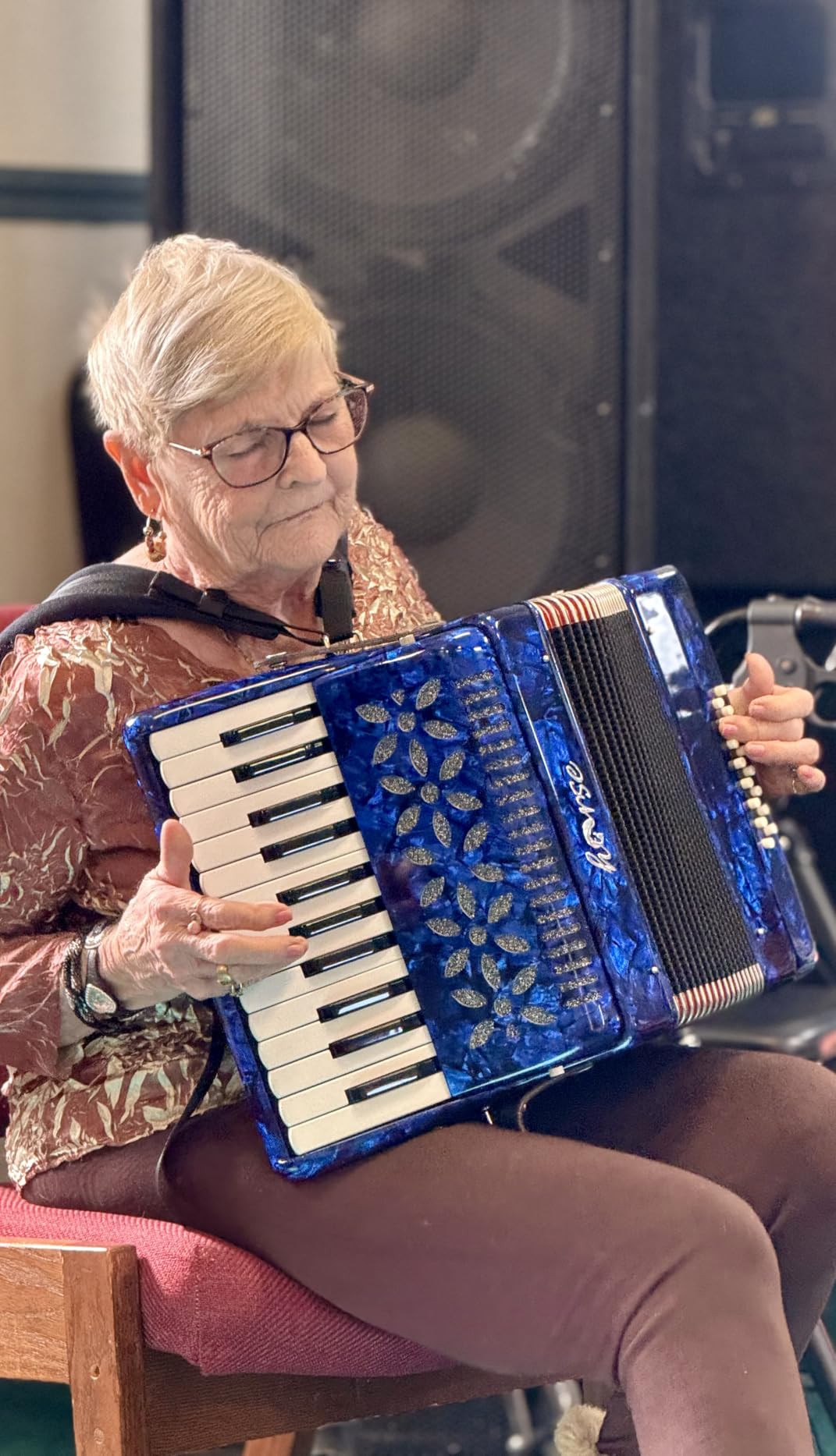 25 Keys Accordion, 16 Bass Student Piano Accordion Acordeón Acordeones Para Adultos for Beginner and Adults, Lightweight Portable with Adjustable Straps, Cleaning Cloth, Gloves, and Carrying Bag (Blue) customer photo 2