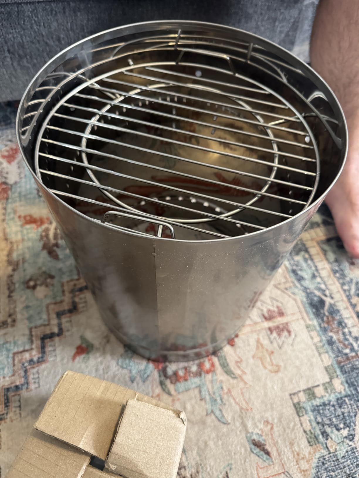 INGRILL Mini Charcoal Grill Smoker Portable BBQ 6 LBS Stainless Steel Barrel for Camping, Small Outdoor Cooking with Thermometer customer photo 1