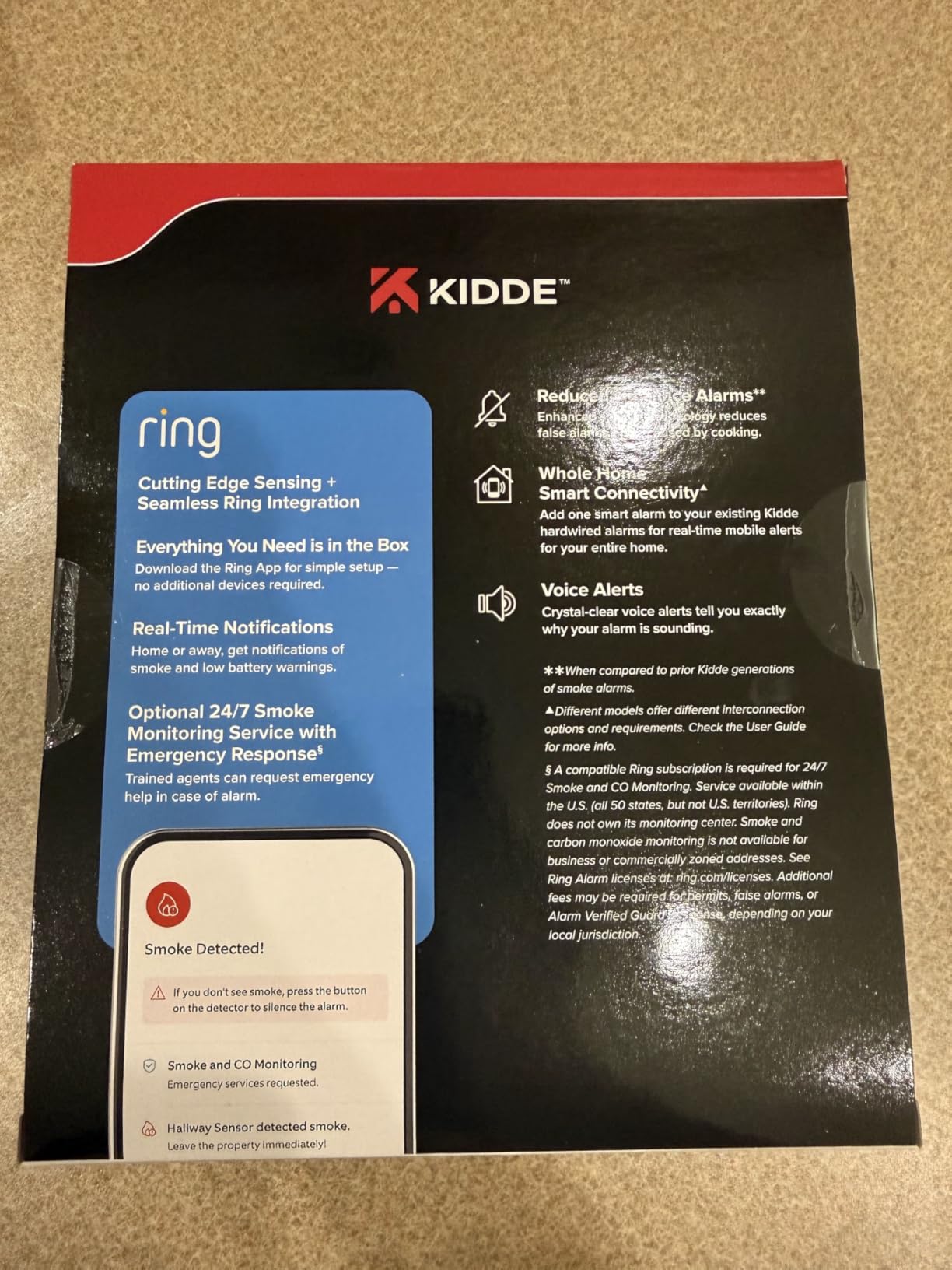 Kidde Smart Smoke Detector with Ring, Hardwire & AA Battery, RGSAR-RW customer photo 1