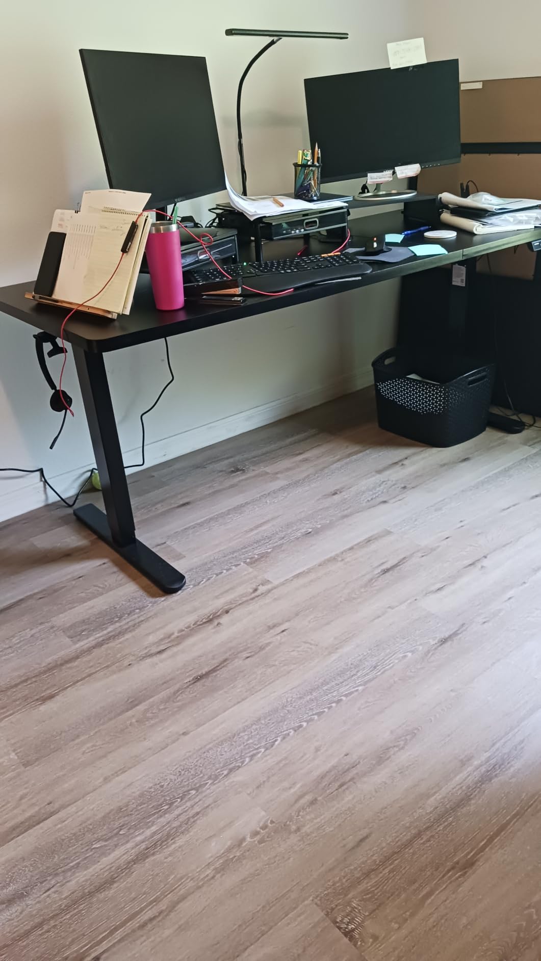 HUANUO 71 x 30 Inch Large Electric Standing Desk, Brushless Motor, Vintage | 30 Inch Deep Desktop, 220 lb Capacity, 4 Memory Presets, Cable Tray, Dual Hooks, Height 27.9-46.5 Inch; Ships In 2 Packages customer photo 1