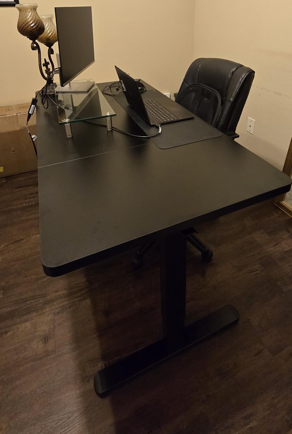 HUANUO 71 x 30 Inch Large Electric Standing Desk, Brushless Motor, Vintage | 30 Inch Deep Desktop, 220 lb Capacity, 4 Memory Presets, Cable Tray, Dual Hooks, Height 27.9-46.5 Inch; Ships In 2 Packages customer photo 2