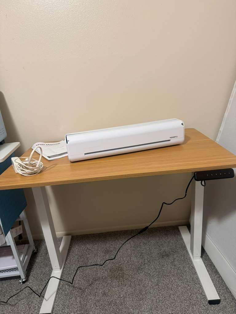 SANODESK 79''x32'' Large Electric Computer Height Adjustable Standing Desk | Ergonomic Electric Stand Up Desk with Memory Presets Splice Board for Home Office,Computer Workstations,White Frame+White top customer photo 1