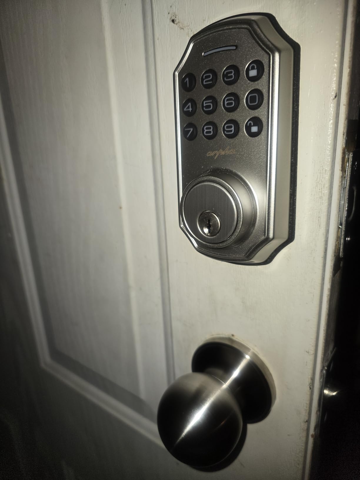 WiFi Video Smart Lock with Camera & Handle - 6-in-1 Keyless Entry (Fingerprint/App/Keypad/FOB/Key), Electric Deadbolt Door Knob for Front, Built-in WiFi, 2-Way Audio, Auto-Lock, Waterproof - Black customer photo 2