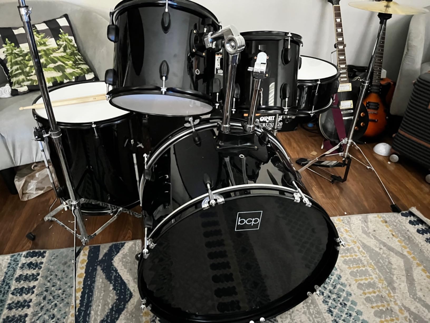 Best Choice Products 5-Piece Full Size Complete Adult Drum Set w/Cymbal Stands, Stool, Drum Pedal, Sticks, Floor Tom - Natural customer photo 1