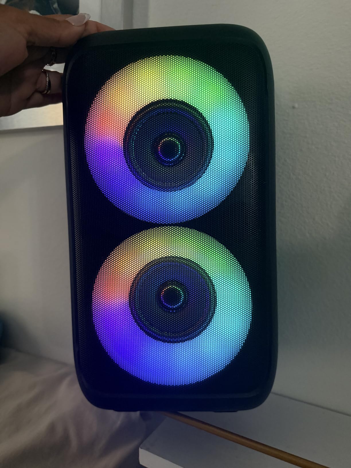 Bluetooth Speaker with 2 Wireless Microphones - Big Party Speaker for Adults Kids Karaoke with Lights customer photo 1