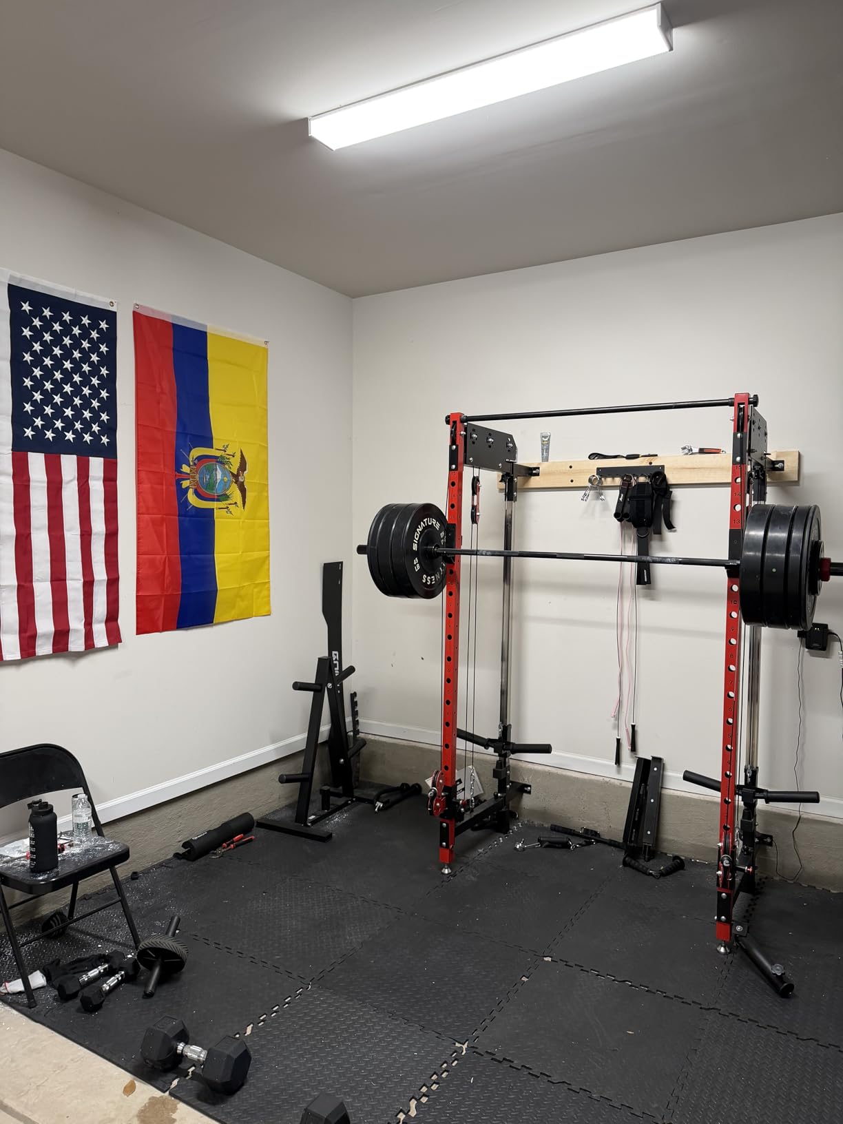 WM3-V4 Folding Squat Rack, Wall Mounted Power Rack with Dual Independent Pulley System, Functional Trainer with 5 Adjustable Function Modes for Space Saving customer photo 2
