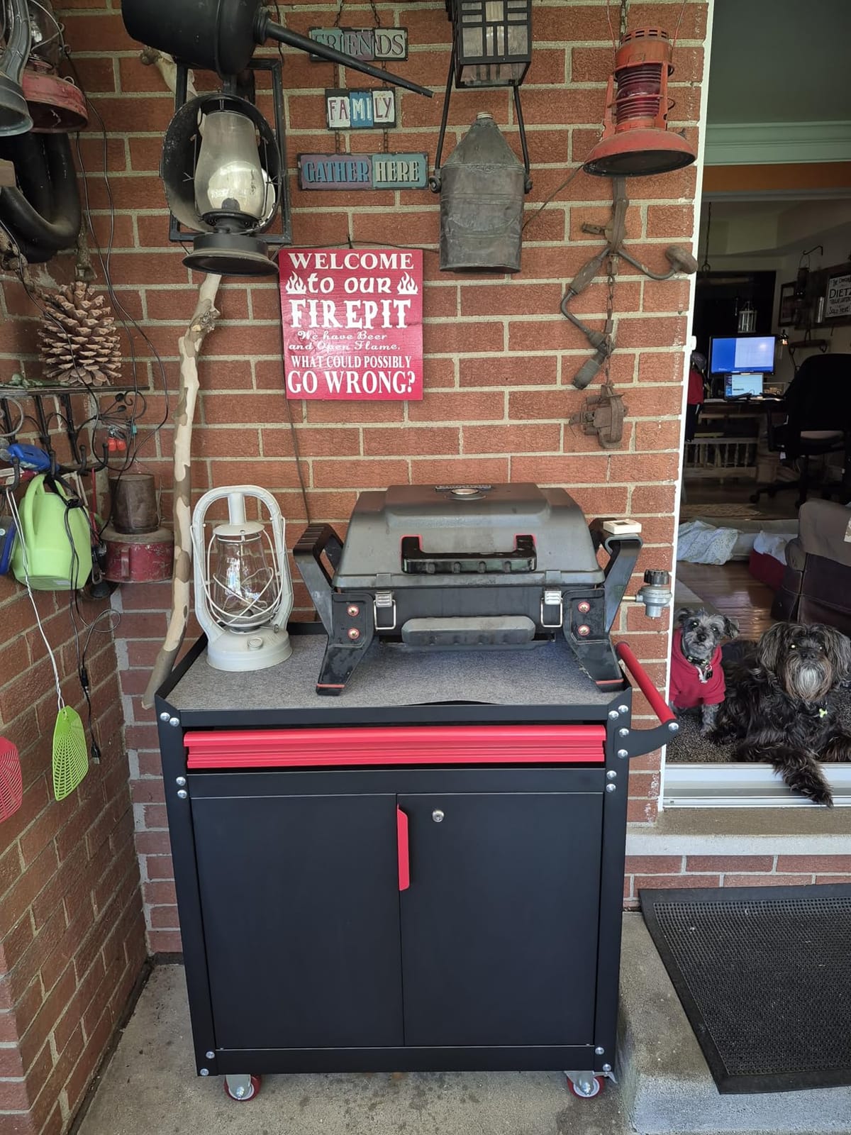 Eltean Metal Grill Cart - Outdoor Grill Cart with Storage, Grill Table with Wheels, Outdoor Bar Cart with Adjustable Shelf for Kitchen Prep and Patio BBQ customer photo 1