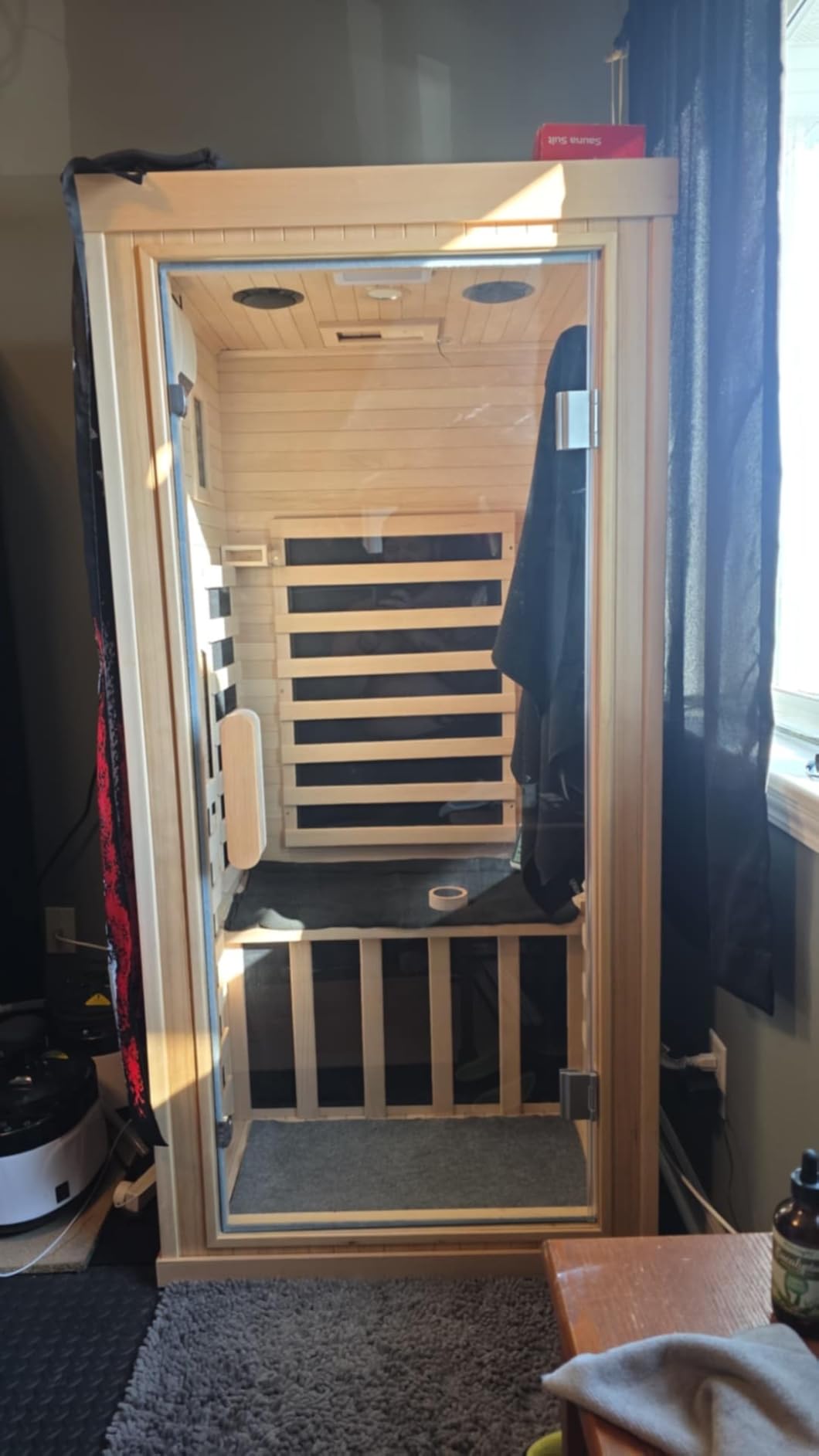 Albott 4 Person Infrared Sauna with 7-Color Light Therapy, Low EMF 2145W | Infrared Saunas for Home, Canadian Hemlock Wood Dry Sauna with 10 Carbon Panels, Ambient Light Strips & Bluetooth, 110V/20A customer photo 2
