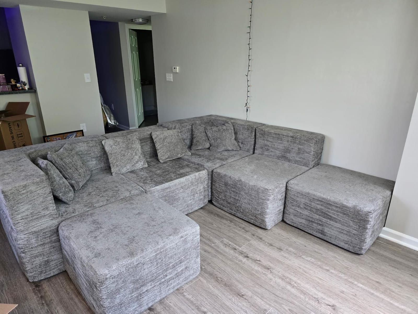 MONVANE Modular Sectional Cloud Couch for Living Room - 130'' 6 Seater Convertible Chenille Couches Set with Ottoman, No Assembly Compression Sofas, Comfy Floor Sofa with Memory Foam, Grey customer photo 2