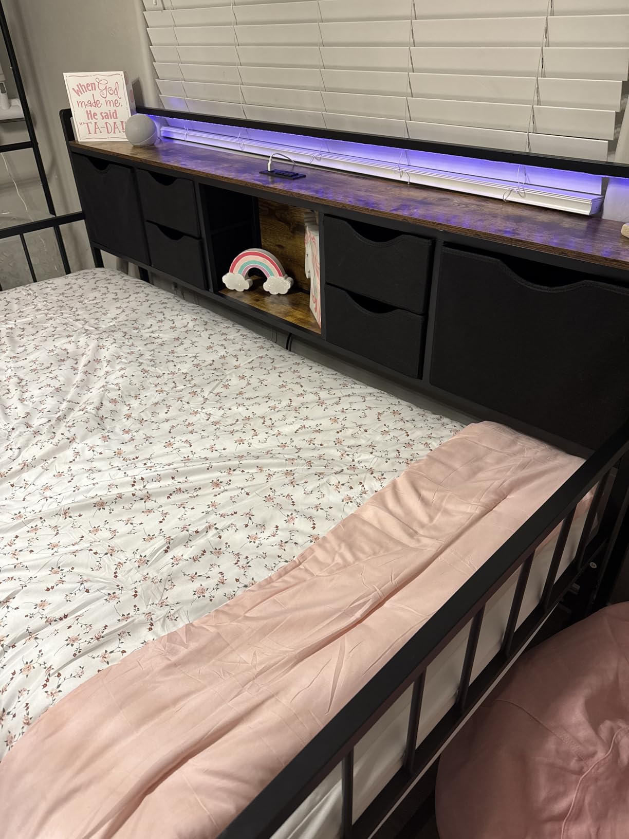 ADORNEVE Twin Daybed with Pop-Up Trundle & Storage Headboard, White | LED Lights, Charging Station, Height Adjustable Trundle Bed, Living Room/Bedroom/Guest Room, Space-Saving, Easy Assembly customer photo 1