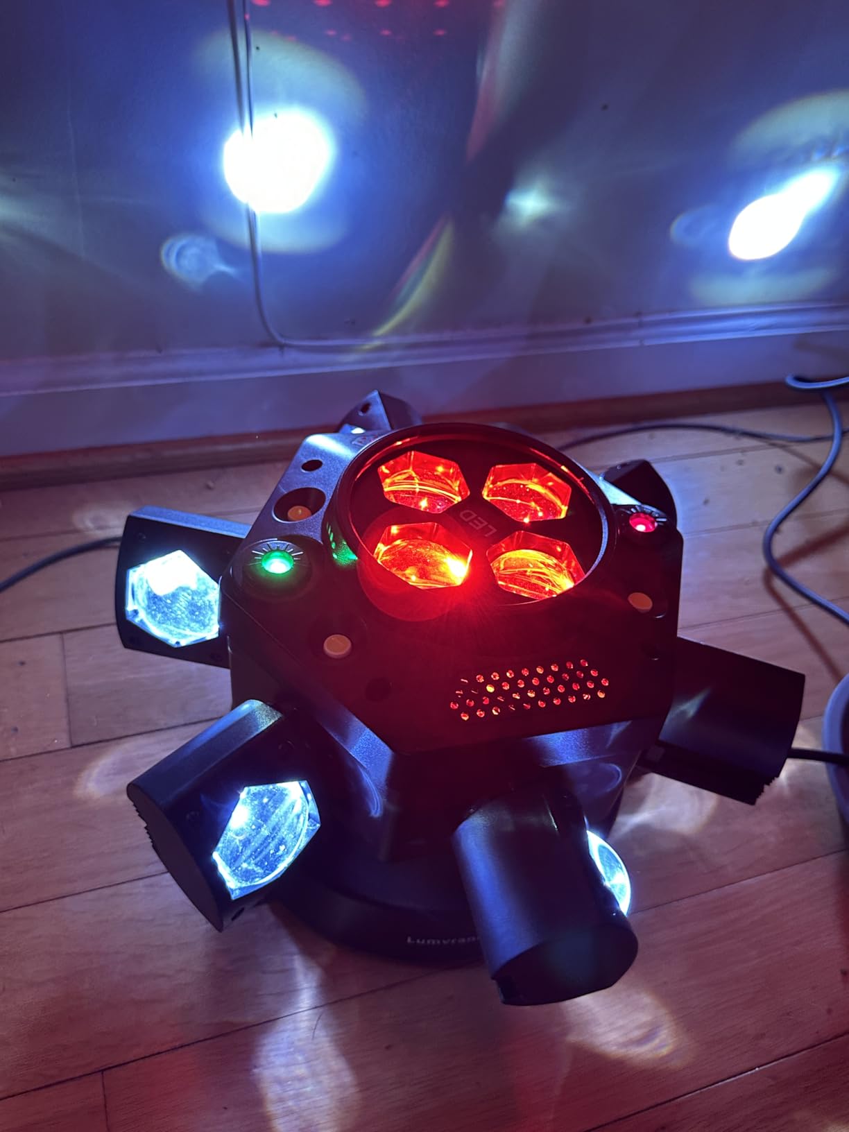 Moving Head DJ Lights 150W RGBW, 6-Arm Party Stage Light with Remote | 150W RGBW 6-arm beams, DMX-512 & sound-activated, quiet motor, sharp beam through haze/fog, home party & small-venue DJ use customer photo 2