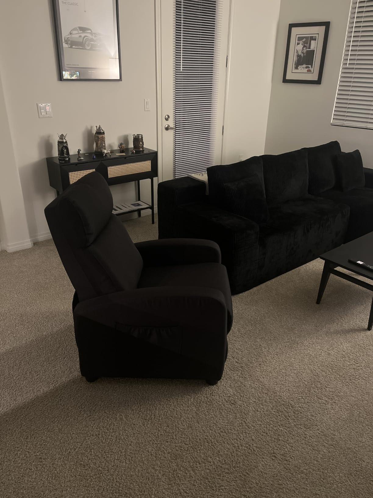 Recliner Chair for Living Room, Modern Adjustable Home Theater Seating Single Sofa Manual Push Back Armchair with Soft Linen Upholstery & High Backrest for Small Spaces, Linen-Gray customer photo 2