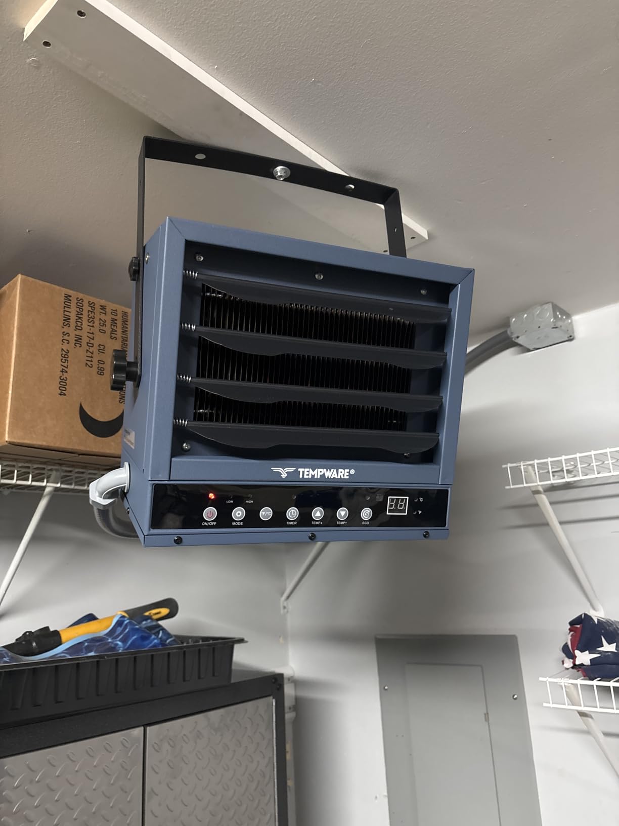 TEMPWARE 240V Hardwired Electric Garage Heater 7500W with Remote Control | Fan-Forced Shop Heater with 12H Timer, Overheat Protection, Digital Thermostat, Ceiling Mount Heater for Warehouse customer photo 1