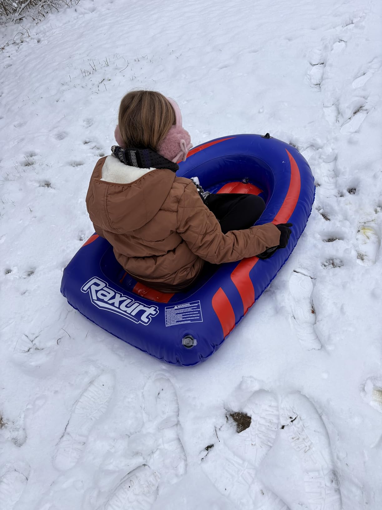 Inflatable Snow Sled, Heavy Duty Snow Tube with Sturdy Handles for Kids and Adults, Extra Durable 0.7 mm PVC Snow Sleds, Sledding Winter Outdoor Fun Toys for Children Boys Girls customer photo 2