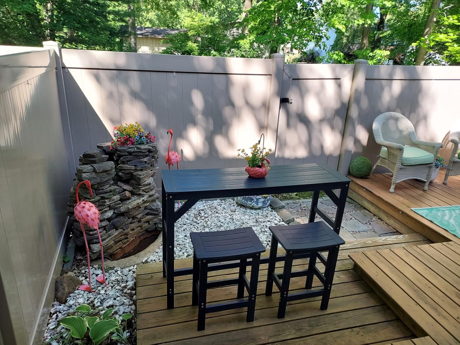 HIPS Outdoor Patio Bar Set, All Weather HIPS Bar Table and Chairs Set for Outside, 55