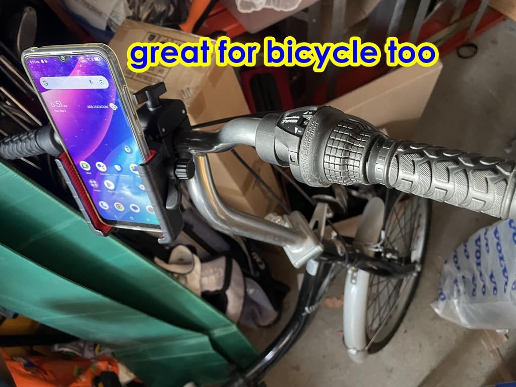 3rd Gen Shockproof Bike Phone Holder, Anti Vibration Motorcycle Phone Mount with Secure Lock, Universal Handlebar Mount for E-Bike, Electric Scooter, Bicycle, ATV, Fits 4.7-7 Inch Phones customer photo 1