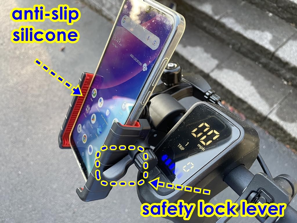 3rd Gen Shockproof Bike Phone Holder, Anti Vibration Motorcycle Phone Mount with Secure Lock, Universal Handlebar Mount for E-Bike, Electric Scooter, Bicycle, ATV, Fits 4.7-7 Inch Phones customer photo 2