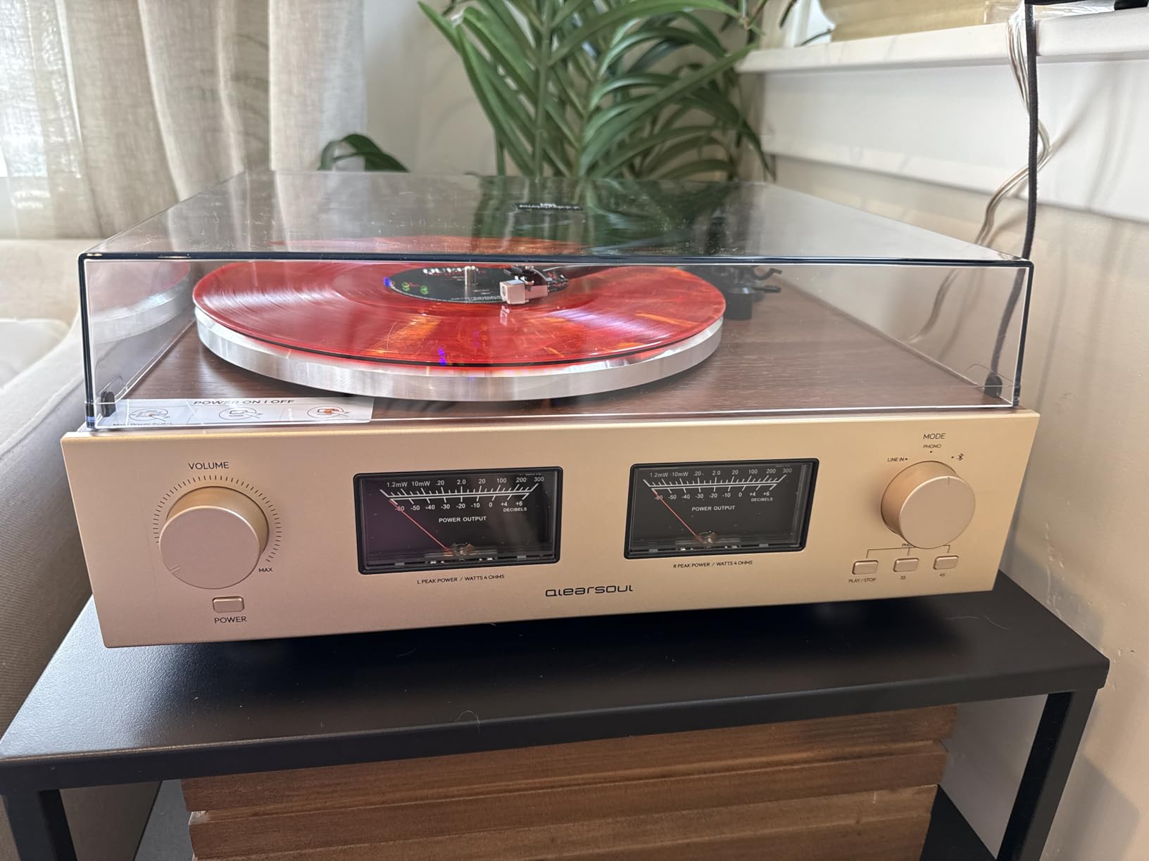 HiFire X Vinyl Record Player - Audiophile HiFi Turntable System with 100W Bookshelf Speakers, VU Meter, DSP Preamp, 33/45 RPM, RCA LINE In/Out customer photo 1