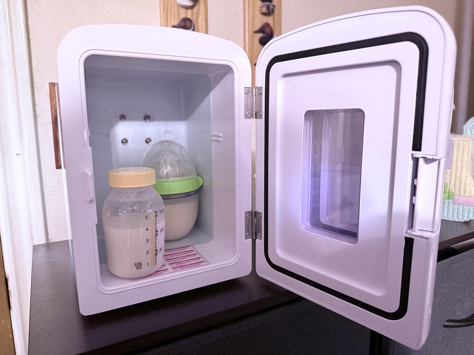 Antarctic Star Mini Compact Refrigerator with Gaming Light, 4L Capacity/6 Cans Portable Mini Fridge, for Bedroom, Car, Office and Dorm, Small Cooler for Cosmetics, Beverage and Food, Black customer photo 2