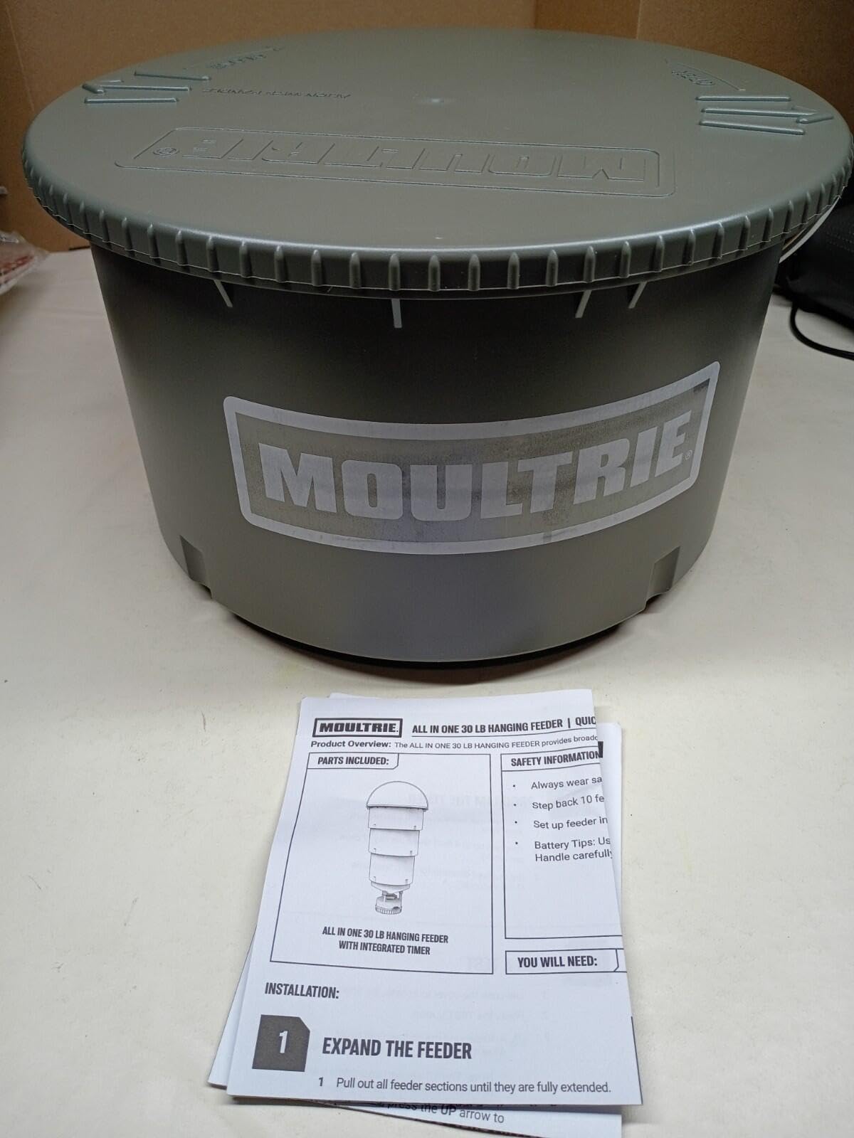 Moultrie All-in-One Hanging Deer Feeder - 30 Lb, Bluetooth App | pairs with Edge 3, collapsible design, easy setup, adjustable feed times, weatherproof hopper customer photo 1