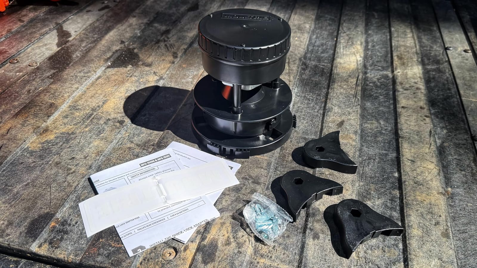 Moultrie All-in-One II Feeder Kit - Bluetooth App Control | pairs with Edge 3, full remote access, quick-lock mounting, includes motor and spreader customer photo 1