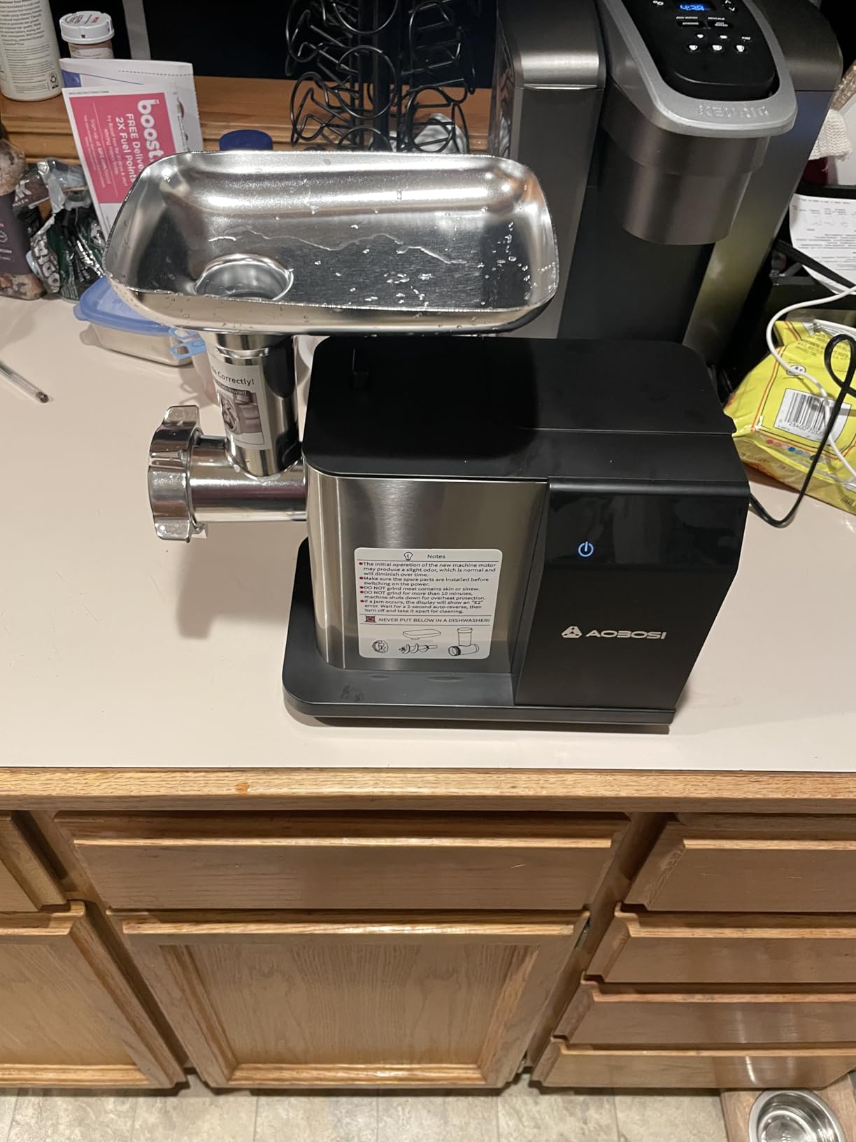 AAOBOSI Multifunctional Digital Meat Grinder Electric 3000W Max | 9 Touch Screen Presets, Auto-Reverse & Built-in Storage - Grinding, Sausage & Kibbe & Grate Cheese Making for Home Use customer photo 1