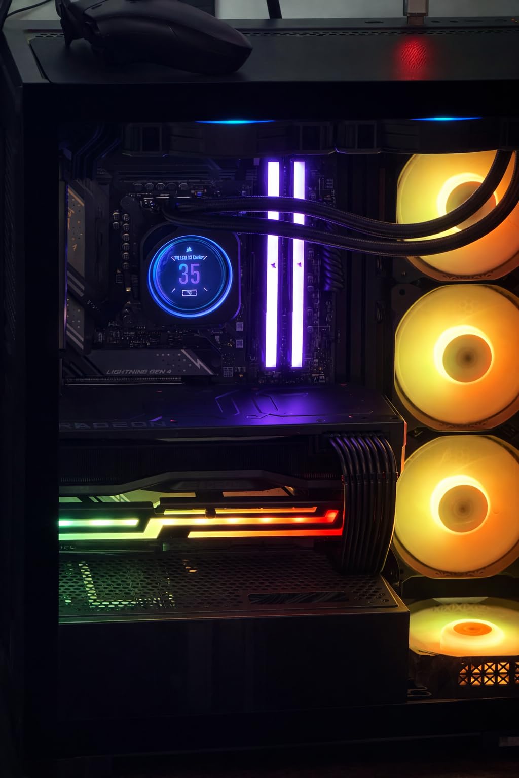 MUSETEX ATX PC Case 7 PWM ARGB Fans Pre-Installed, Type-C Mid Tower Computer Case with Full-View Dual Tempered Glass, Gaming PC Case, Black (K2) customer photo 2