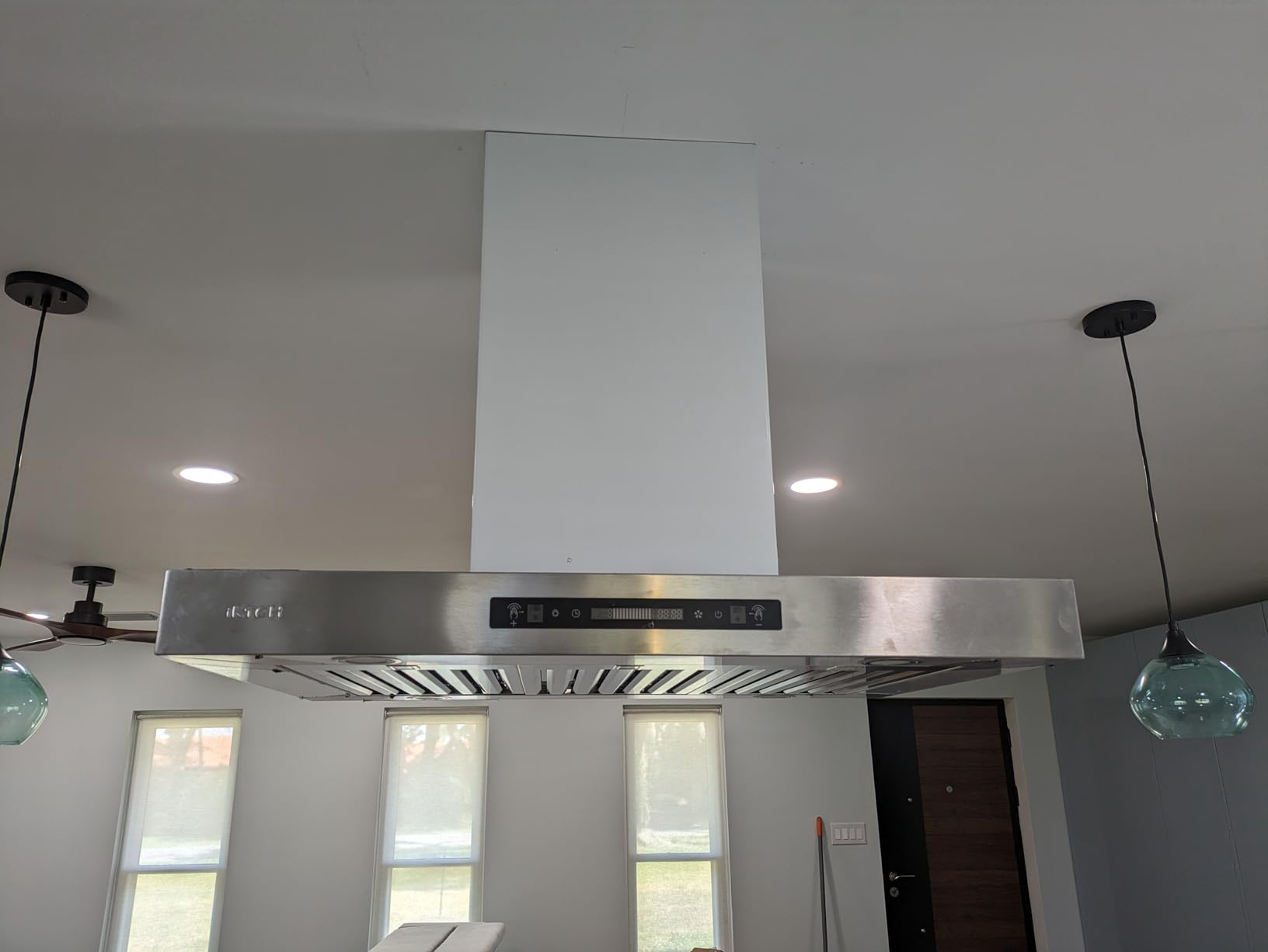 VIKIO HOME Island Range Hood 1200 CFM, 30 Inch Stainless Steel Ducted Island Mount Range Hood, Gesture Sensing & Touch Control, 3-Speed Fan customer photo 1
