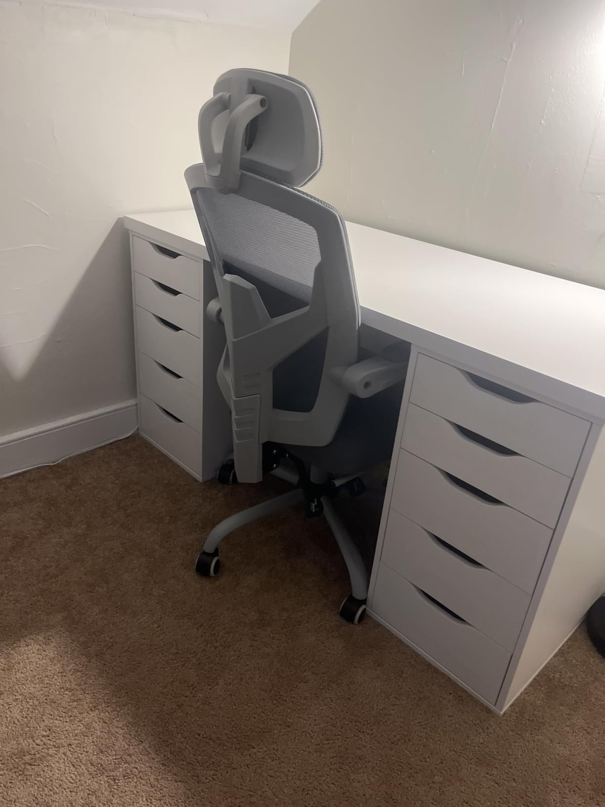 Sweetcrispy Ergonomic Office Chair, Computer Desk Chair with Lumbar Support | Adjustable Footrest, High-Back Mesh, 360° Rolling Swivel Work, Comfy Arms for Home Bedroom, Light Grey customer photo 1