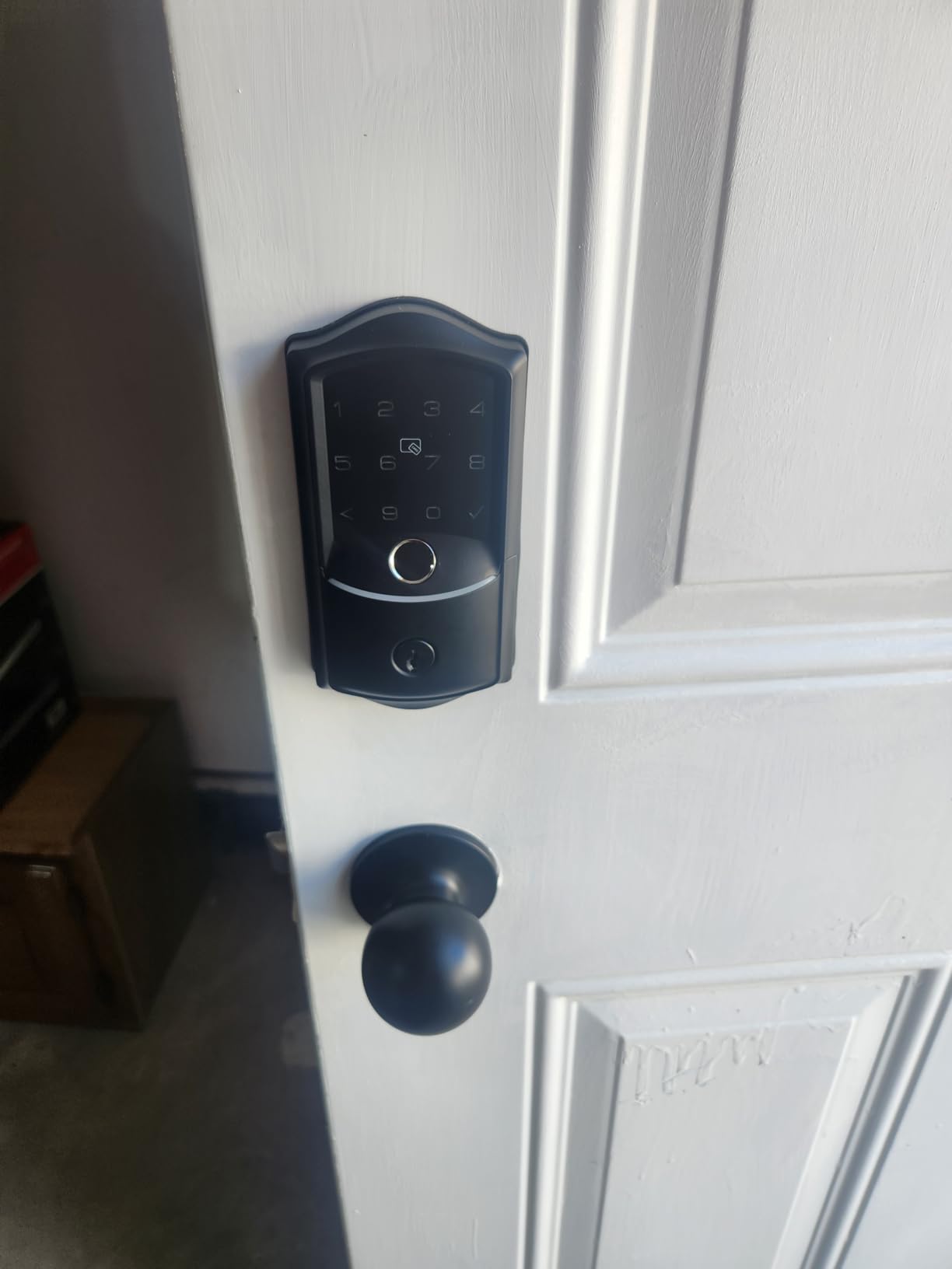 Veise VE027-K WiFi Smart Deadbolt Locks with 2 Knobs Set, Matte Black | Built-in Wi-Fi, 0.2s Fingerprint, App Remote Control, Works with Alexa, Backlit Touchscreen, IP65 Waterproof, for Front Door customer photo 2